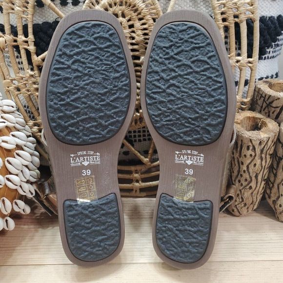 NWOB L'Artiste Suzietta Slingback Sandal Weave Basket Wedge Leather Boho 8.5/39 - Picture 6 of 12